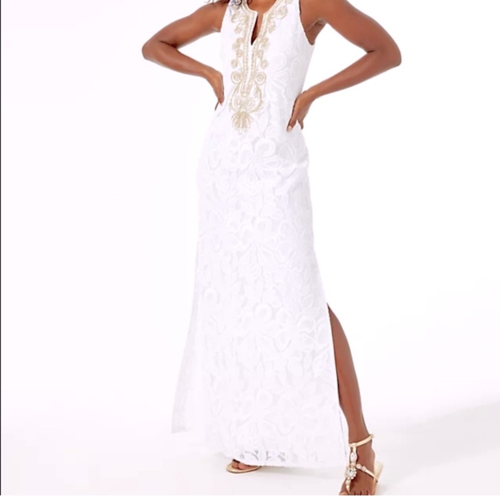 NWT LILLY PULITZER CARLOTTA MAXI RESORT WHITE SIZE 4